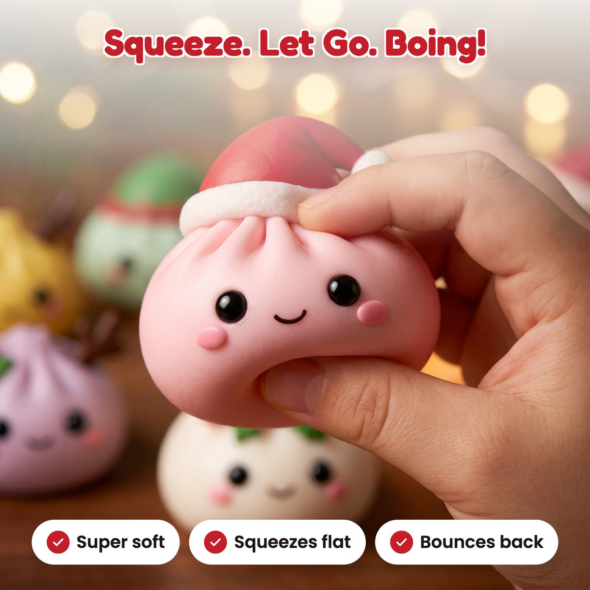 Squeezing a soft dumpling squishy
